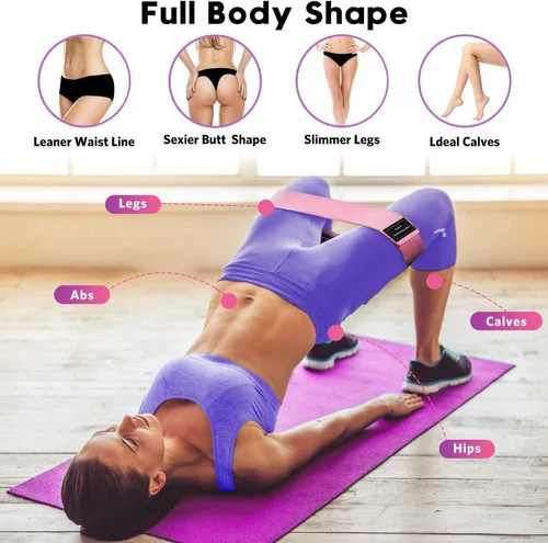 Miniatura 3 de Renoj Resistance Bands for Working Out: 3-Set Professional Exercise Bands for Pilates, Yoga, Home Gym, Booty, Leg Training Heavy/Medium/Light Rosa