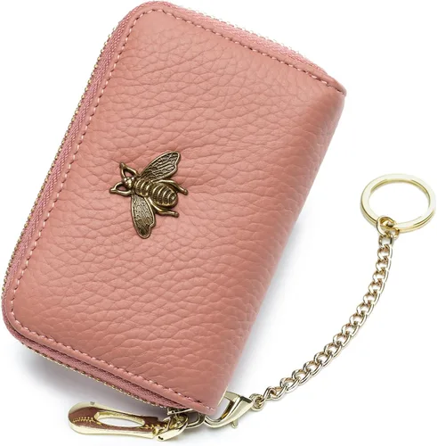 Miniatura 23 de imeetu Soporte para tarjetas de crédito RFID, cartera pequeña de cuero con cremallera para mujer
