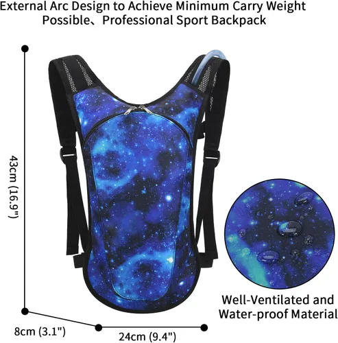 Miniatura 6 de Mochila de hidratación Roptat con bolsa de agua de 2L - Mochila de agua ligera con bolsa de agua para mujeres, hombres, correr, montar, andar