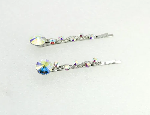 Miniatura 3 de Faship Un par de pinzas para el cabello AB con diamantes de imitación de alta calidad, 2 pines