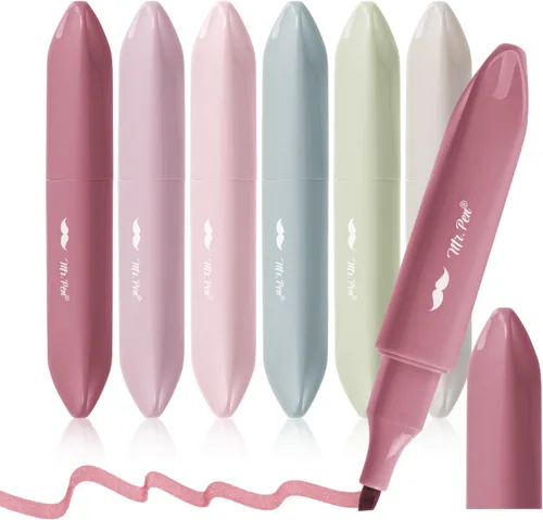 Mr. Pen - Resaltadores estéticos - 6 paquetes con punta cincel de colores surtidos, marcadores y bolígrafos para la Biblia - sin derrames | Bonito
