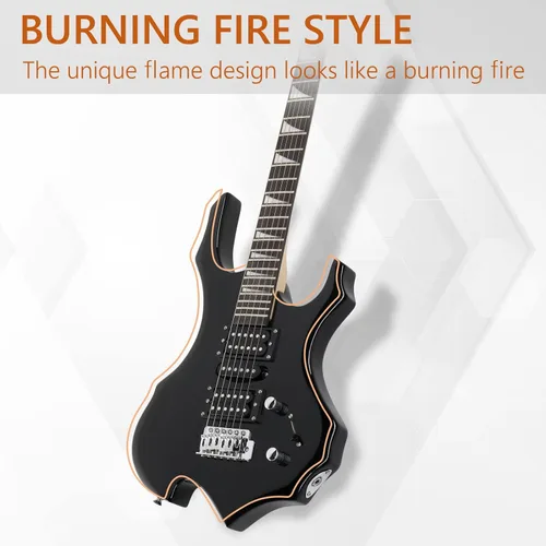 Miniatura 2 de Kit de guitarra eléctrica de diseño Burning Fire de Ktaxon, juego de guitarra para principiantes de 36 pulgadas HSH con amplificador, diapasón