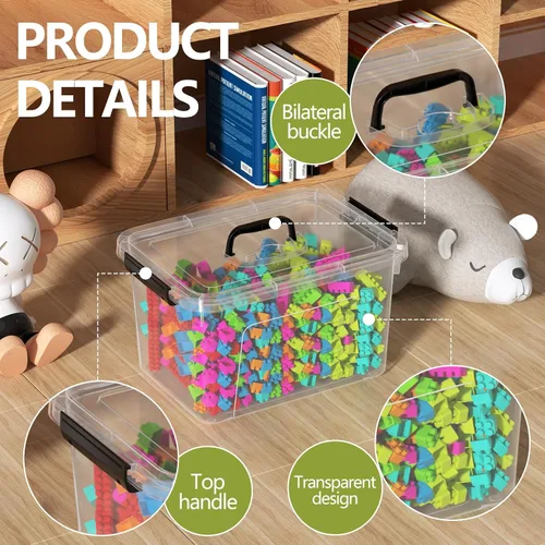 Miniatura 4 de Quickquick - Contenedor de plástico transparente de 12 cuartos de galón con asa, 4 paquetes Contenedores organizadores de plástico con tapas