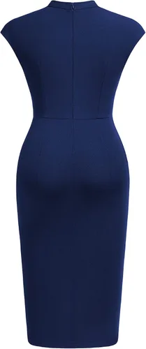 Miniatura 3 de AISIZE Women's Retro Half Collar Ruched Slim Cocktail Pencil Dress