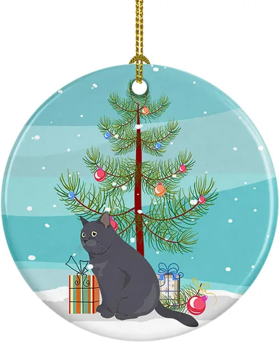Miniatura 196 de Caroline's Treasures Adorno de cerámica con texto en inglés "Merry Christmas" para colgar en el árbol de Navidad, decoración para el hogar, Navidad