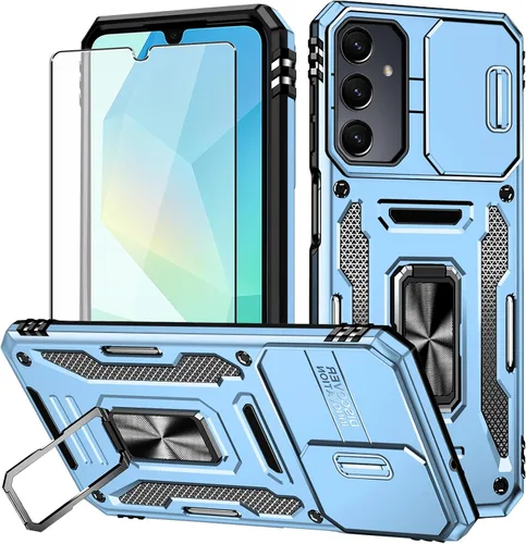 Miniatura 13 de Para Samsung Galaxy A16 5G Funda con Protector de Pantalla y con Cubierta de Cámara, Soporte Giratório de 360° Grado Militar (Resistente) Protector