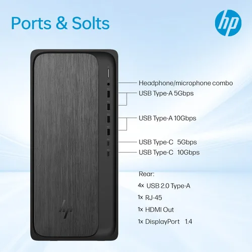 Miniatura 6 de HP OmniDesk M02 Tower Desktop para uso doméstico y oficina, AMD Ryzen 7 8700G Rendimiento para productividad, 16 GB DDR5 RAM, 1 TB SSD, Windows 11