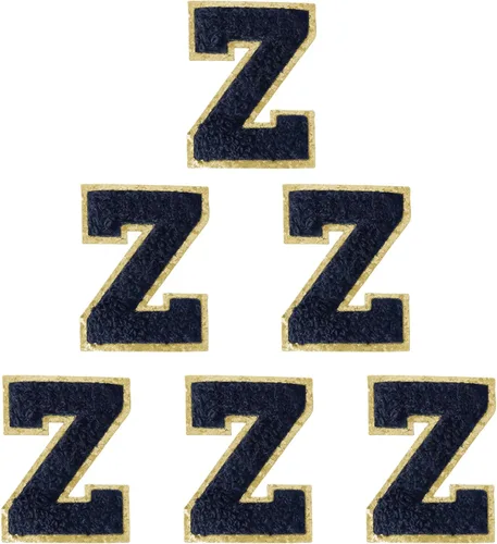 Miniatura 128 de 6 piezas de parches de letras de chenilla autoadhesivas, parches de letras preppy de 2 pulgadas para bolsos, ropa y sombreros, grandes pegatinas