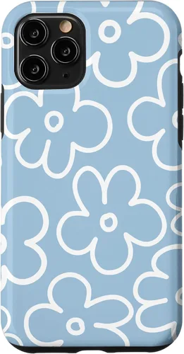 Miniatura 28 de Funda floral para iPhone 14 Cute Sky Blue and White Flower Pattern Wildflower