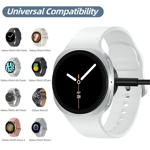 Miniatura 7 de Cargador USB-C de 3.3 pies compatible con Samsung Galaxy Watch 8/8 Classic/7/Ultra/6/6 Classic/5/5 Pro/4/4 Classic/3/Active 2/Active, cable de carga