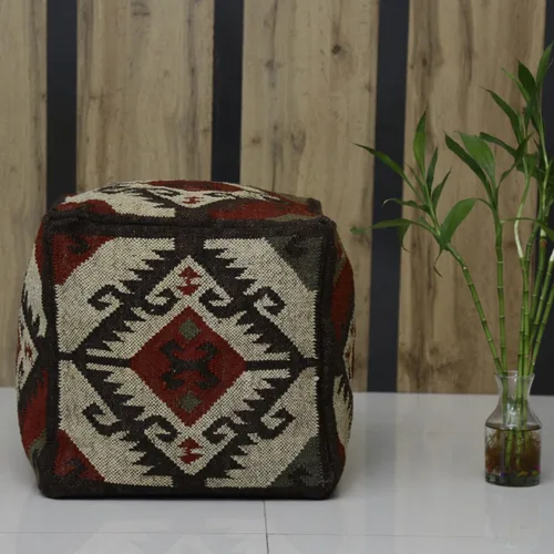 Miniatura 8 de Trade Star Funda tejida a mano para puf kilim, funda decorativa para puf de asiento hecho a mano, funda de puf otomano de lana de yute auténtico