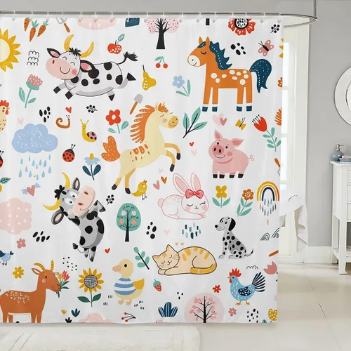 Miniatura 48 de Erosebridal Cortina de ducha para decoración de baño, con estampado de leones y rosas, para niños, adolescentes, niños, niñas, habitación del hogar