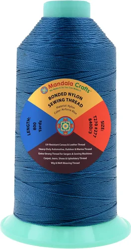 Miniatura 156 de Mandala Crafts - Hilo de nailon para coser cuero, tapicería, mezclilla y para trenzar el pelo; resistente, 1500 yardas, tamaño 69 T70 Marrón