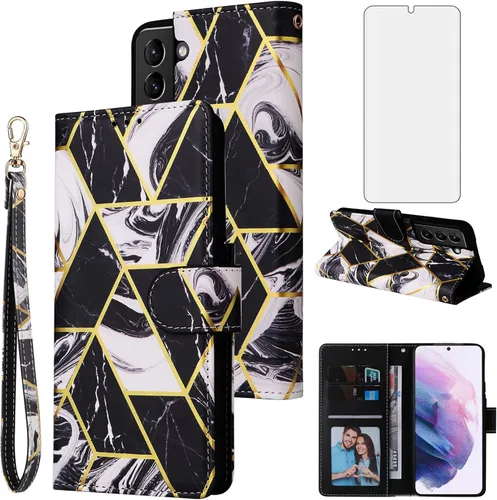 Asuwish Funda tipo cartera compatible con Samsung Galaxy S22 Plus 5G 2022, protector de pantalla de vidrio templado, tarjetero para Gaxaly S22+5G