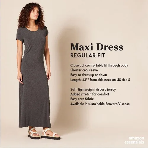 Miniatura 2 de Tienda Essentials - Vestido largo de manga corta para mujer
