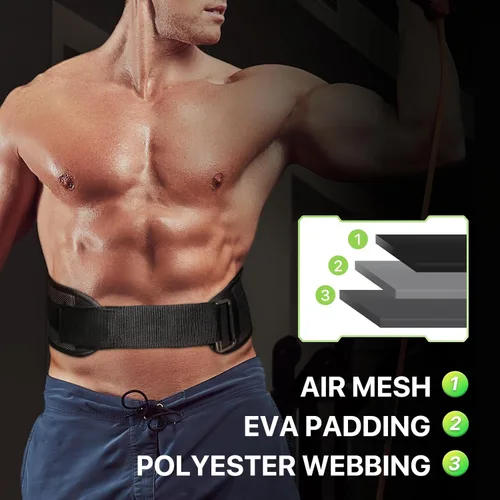 Miniatura 7 de Cinturón de levantamiento de pesas para hombres y mujeres, cinturón de gimnasio de apoyo lumbar y espalda de 8 pulgadas para culturismo, fitness