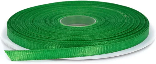 Rollo de cinta de satén verde, 1/4 pulgadas x 50 yardas, color sólido de doble cara, grueso y duradero, 100% poliéster para envolver regalos,