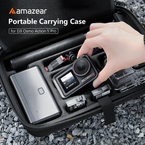 Miniatura 2 de AMAZEAR Funda de transporte para DJI Osmo Action 5 Pro, accesorios DJI Action5 Pro, protector compacto y rígido, bolsa de transporte portátil