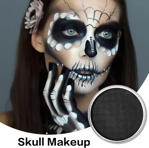 Miniatura 4 de Pintura facial negra (1.06 onzas), kit de pintura facial activada por agua para niños y adultos, paleta de pintura facial de maquillaje SFX