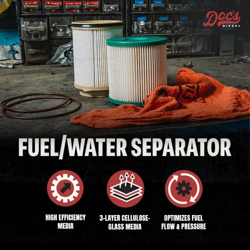 Miniatura 2 de Separador de combustible/agua Doc's Diesel DGF430+DGF401 Compatible con RAM 6.7L Cummins 2500, 3500, 4500, 5500 2019-2024 Reemplaza 68157291AA