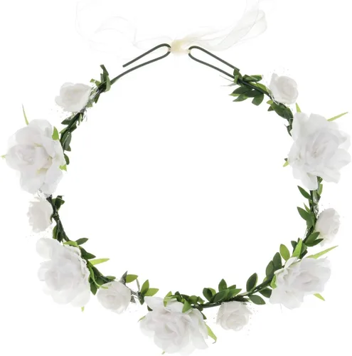 Miniatura 2 de DDazzling Diadema de flores para niñas, guirnalda bohemia con halo para el cabello, corona de flores, accesorios para fotos