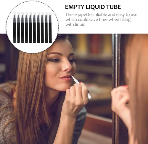 Miniatura 2 de FOMIYES Pluma vacía de aceite de uñas para cutículas: 10 unids Clear Twist Pens Cosmetic Lip Gloss Container con punta de pincel para suministros