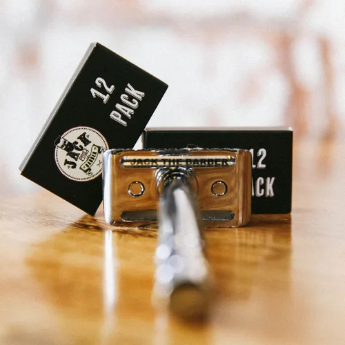 Miniatura 3 de Jack The Barber Paquete de 12 cuchillas de afeitar de seguridad, recambio de una sola hoja para afeitado húmedo clásico, repuestos de cuchillas
