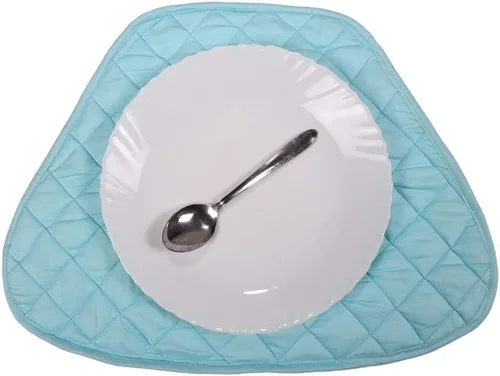 Miniatura 2 de Home covers Juego de 7 manteles individuales acolchados para mesa redonda de comedor y tapete central de calidad prémium (azul aguamarina)