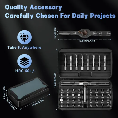 Miniatura 2 de Juego de destornilladores magnéticos 42 en 1 con mango de trinquete Kit de herramientas de reparación profesional para electrónica, muebles