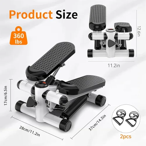 Miniatura 9 de Steppers for Exercise at Home, Mini Stepper with Resistance Bands, Hydraulic Fitness Stepper with LCD Monitor, 360LBS Weight Capacity Portable Stair