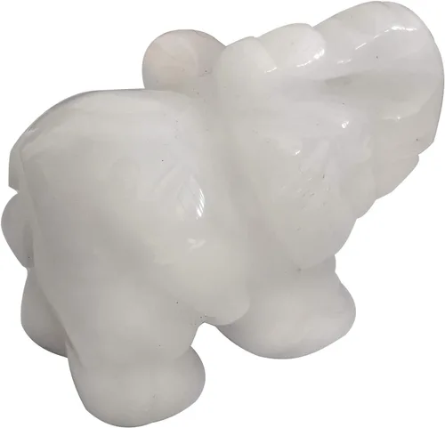 Miniatura 2 de Pequeña estatua de cristal de elefante tallada a mano, decoración de escultura de animal guardián de oficina en casa, 1.5 pulgadas, jade blanco
