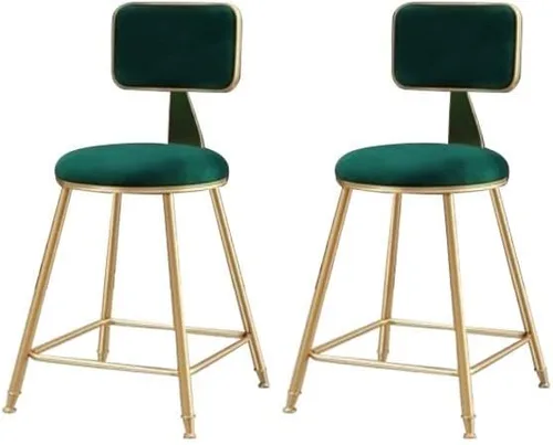 Miniatura 48 de Taburete moderno para mostrador, taburete sin brazos, taburete de hierro con cojín y pedal, 1 taburete corto (18 pulgadas de alto) azul
