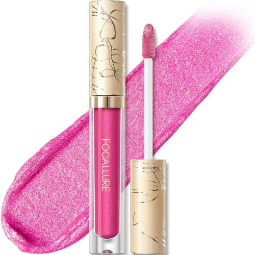 Miniatura 9 de FOCALLURE Lápiz labial líquido metálico, brillo de labios no pegajoso, color de labios de alto impacto con resistencia a la transferencia, BR01