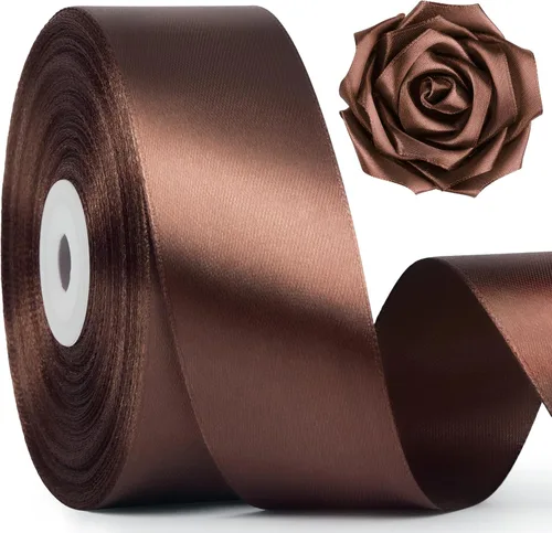 Miniatura 28 de Mauproy Cinta de satén rosa bebé de 1-1/2 pulgadas de ancho, cinta de tela de poliéster sólido de 50 yardas para hacer rosas, envoltura de regalos