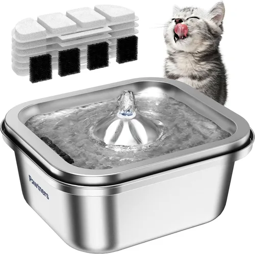 Miniatura 10 de Fuente de agua para gatos sin bombeo, dispensador automático inalámbrico de agua para gatos y perros, 108 oz/3.2 L, fuente Pawtners para mascotas