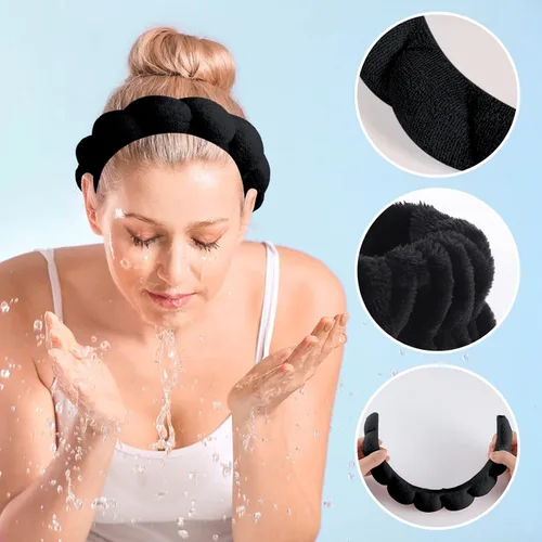 Miniatura 3 de WSICSE Diadema de spa para lavar la cara, diademas para el cuidado de la piel hinchadas acolchadas para mantener el cabello seco, regalo esencial