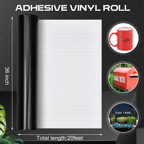 Miniatura 2 de Gueevin Rollo de vinilo brillante permanente autoadhesivo para decoración del hogar, taza y cerámica, letreros, troqueladores para manualidades Negro