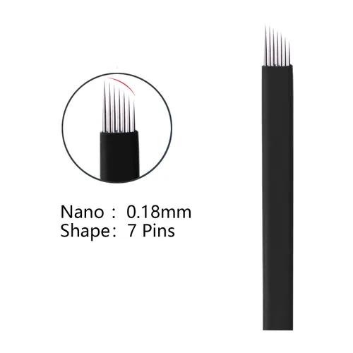 Miniatura 2 de Agujas de microblading de 0.007 in, agujas desechables de tatuaje de cejas para máquina de maquillaje permanente Manual de suministros (Negro S7)