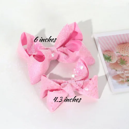 Miniatura 4 de Lazos para el cabello de lentejuelas, 4 lazos con purpurina brillante con pinza para el pelo de cocodrilo para niñas pequeñas, niños y adolescentes