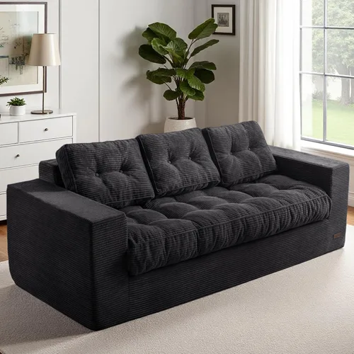 Miniatura 14 de MAXYOYO Sofá de dos plazas para sala de estar, sofá pequeño acolchado sin estructura, cómodo sillón tipo puf para espacios pequeños, dormitorio