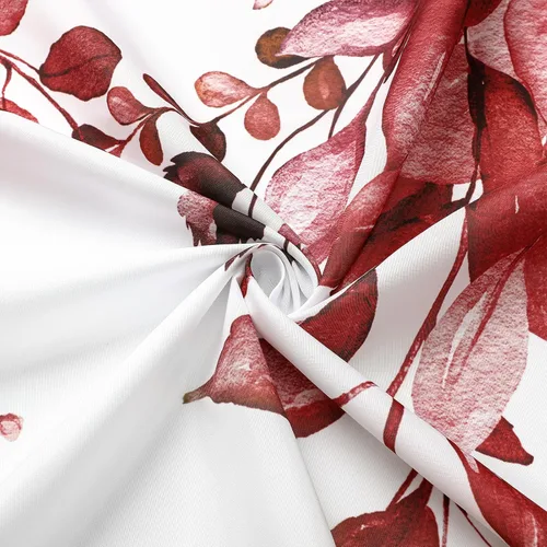 Miniatura 4 de Gibelle - Cortina de ducha de eucalipto rojo burdeos, hojas de plantas de acuarela con diseño floral, juego de cortina de ducha con ganchos, 72 x 72
