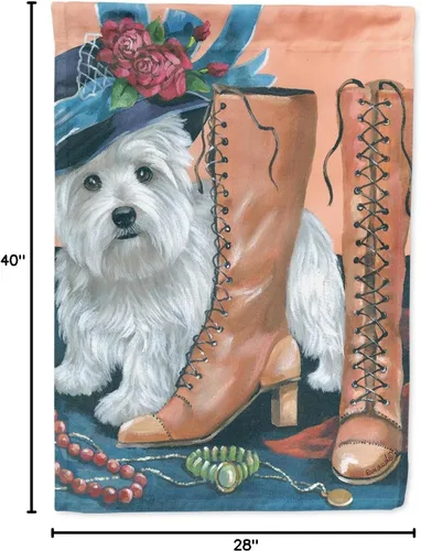 Miniatura 381 de Caroline's Treasures PPP3090GF - Bandera decorativa para jardín de bulldog inglés y otoño, para exteriores, patio, flores, tamaño de jardín