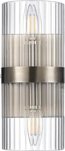 Miniatura 9 de Globe Electric 65000050 Aplique de pared de 2 luces, negro mate, pantalla de vidrio acanalado, enchufes de base E12, luces para sala de estar