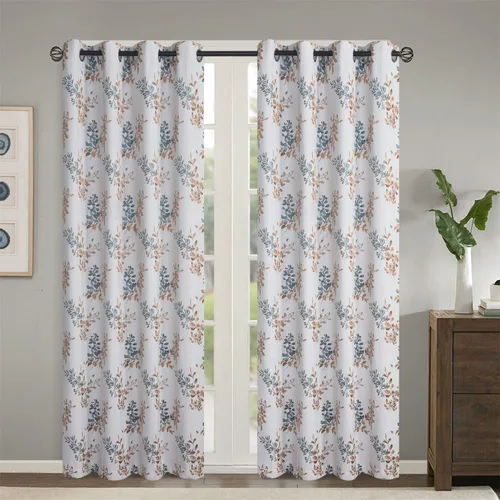 Miniatura 9 de GYROHOME Cortina opaca floral con bordado de hojas, ojales en la parte superior, aislamiento térmico, oscurecimiento de habitación, ahorro de ruido