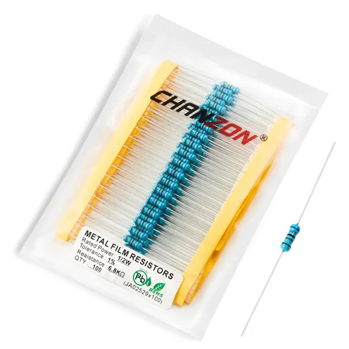 Miniatura 86 de Chanzon - 100 resistencias de película metálica 1/2 W (0.5 W) 10 Ω ohmios ±1% de tolerancia 10R MF, resistencias de agujero pasante con limitación