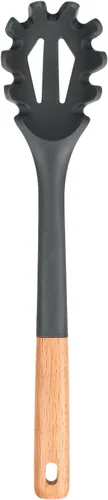 Miniatura 9 de Tenedor de silicona para pasta, servidor de cuchara de fideos resistente al calor, colador de espagueti sin BPA, 12.8 pulgadas (caqui)