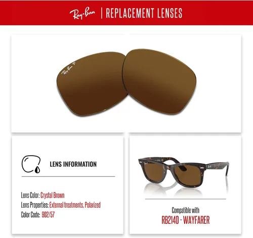 Miniatura 2 de Lentes de repuesto originales Wayfarer RB2140 para hombres y mujeres + paquete con kit de gafas de diseñador iWear