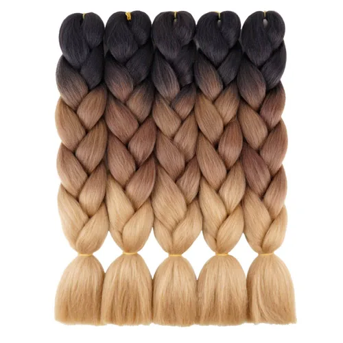 Miniatura 26 de Extensiones de cabello trenzado color gris degradado, 5 unidades, trenzas sintéticas de 24 pulgadas, 2 tonos, cabello gris para trenzas de caja, #28