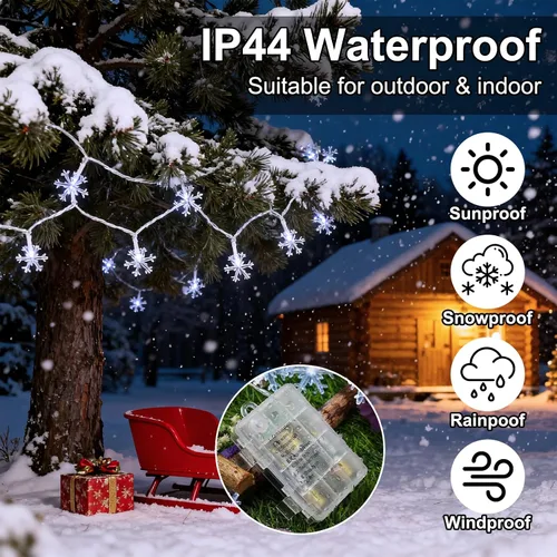 Miniatura 2 de Luces de Decoración de Navidad, 8 Modos y Temporizador con Control Remoto, 33 Pies 100 Luces LED Operadas con Pilas, Luces de Hadas Impermeables