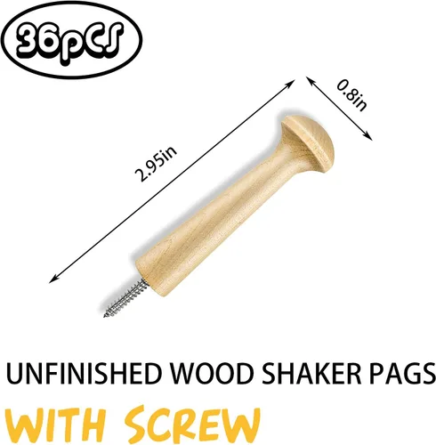 Miniatura 2 de Sfcddtlg 36 piezas de clavijas de madera con tornillo de madera de 2.95 pulgadas en clavijas cocteleras de madera sin terminar para colgar ropa